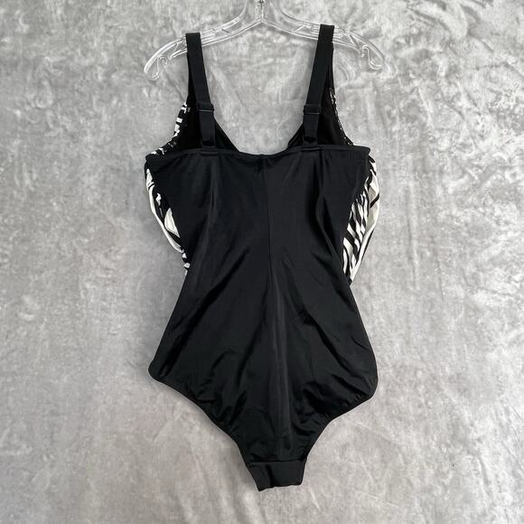 Figure Magic One-Piece Swim Suit Womens 16 Zebra Print Slimming VNeck Adjustable - Picture 6 of 9